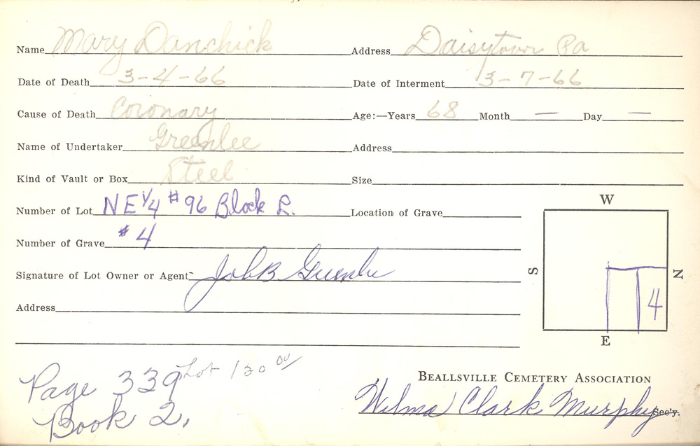 burial card